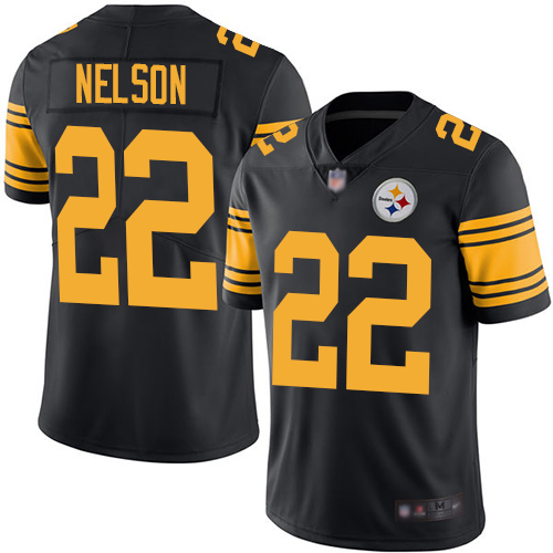 Men Pittsburgh Steelers Football #22 Limited Black Steven Nelson Rush Vapor Untouchable Nike NFL Jersey